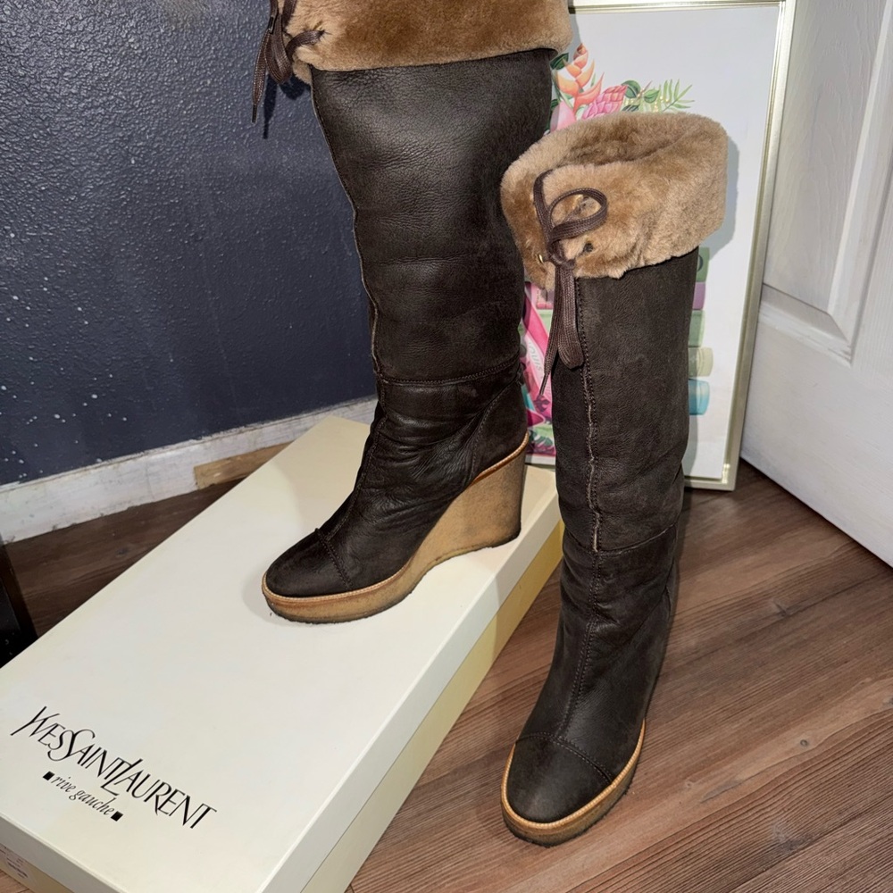 Saint Laurent Women's Brown Leather Boots - Picture 3 of 11